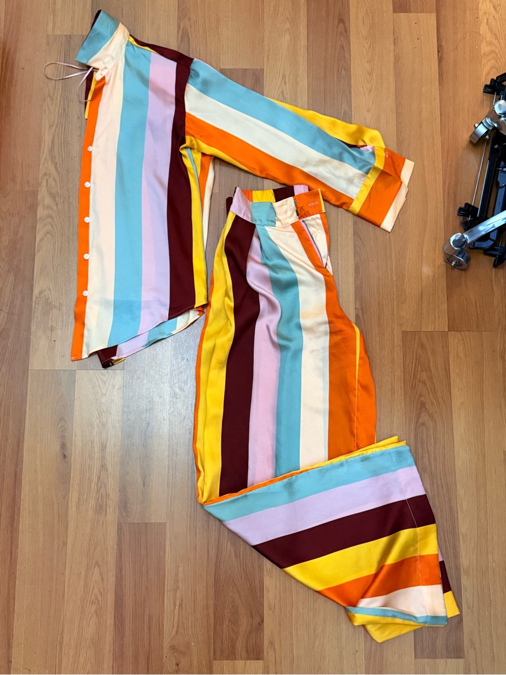 Fe Noel Multicolor Vertical Stripe Wide-Leg Pants